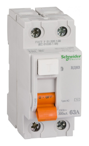 УЗО Schneider Electric ВД63 2P 63А 300мА (AC)