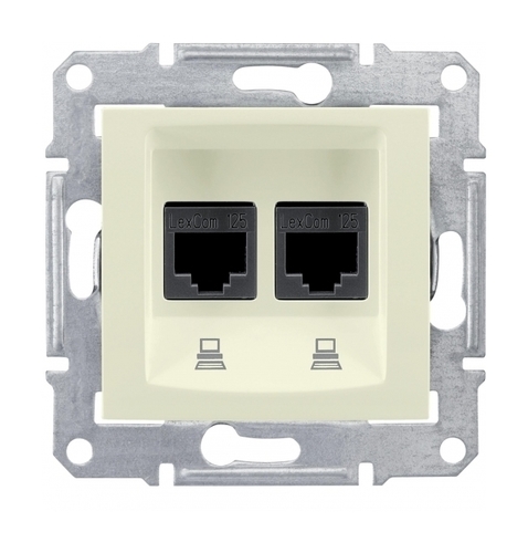 Розетка двойная компьютерная RJ45 Cat.5 Schneider Electric SEDNA, бежевый