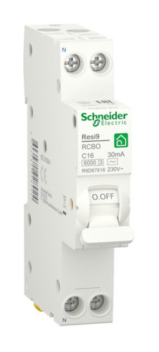 Дифавтомат Schneider Electric Resi9 1P+N 16А ( C ) 6 кА, 30 мА ( AC ), R9D87616